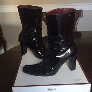 Coach patent leather boots
